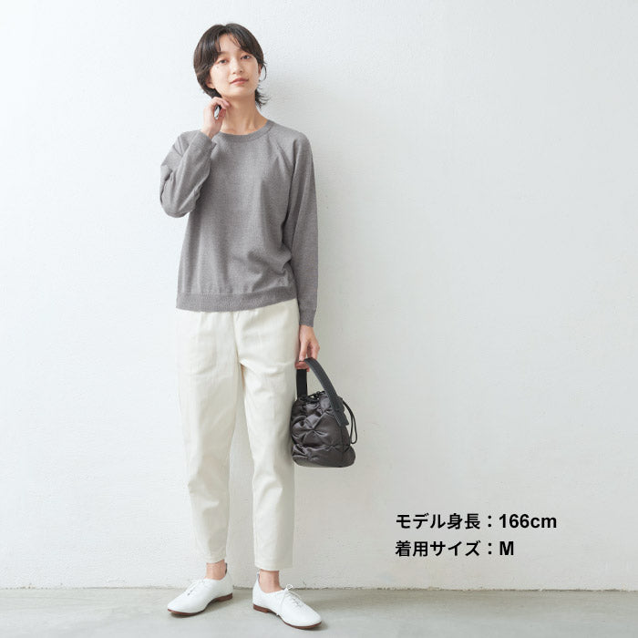 [ニットセーターレディースハイゲージ]シルク混クルーネックセーター/日本製40代50代60代30代女性ファッション長袖絹ベーシックシンプル薄手ニット大人服春秋冬無地