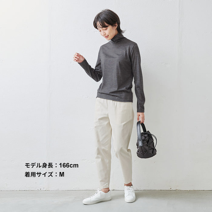 [タートルネックレディース薄手インナー]呼吸するウール100％タートルネック/日本製メール便可40代50代60代30代女性メリノウールアウトドアスポーツマウントブレスウール登山速乾抗菌防寒