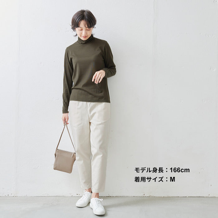 呼吸するウール100％ タートルネックプルオーバー オリーブ