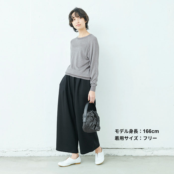 [バルーンパンツコクーンパンツレディース秋冬]強圧縮ウール100％バルーンパンツ/日本製40代50代60代30代女性ファッションウエストゴム毛100暖かゆったり厚手秋冬サーカスパンツロング丈