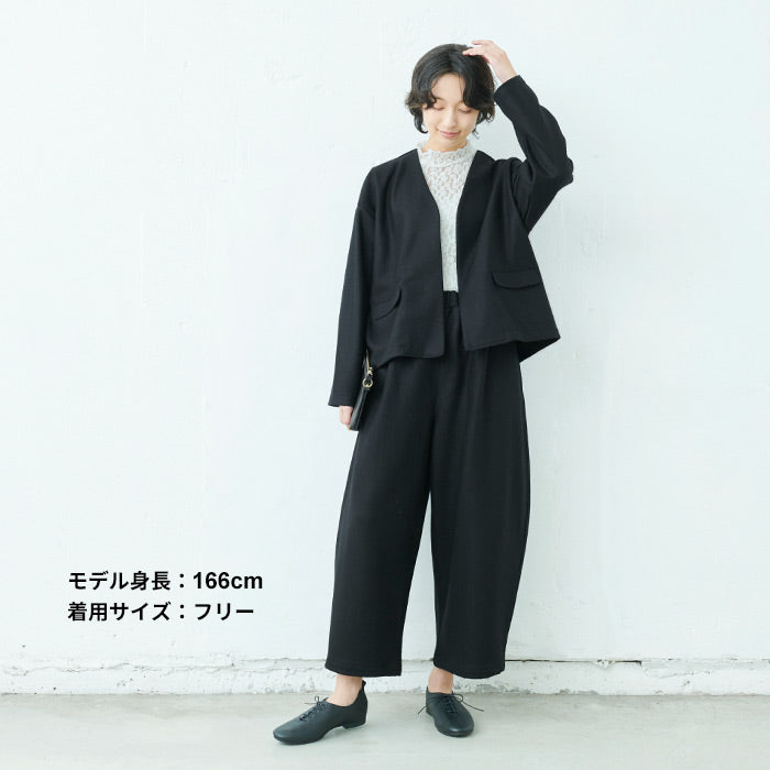[バルーンパンツコクーンパンツレディース秋冬]強圧縮ウール100％バルーンパンツ/日本製40代50代60代30代女性ファッションウエストゴム毛100暖かゆったり厚手秋冬サーカスパンツロング丈