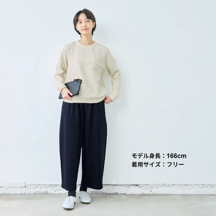 [バルーンパンツコクーンパンツレディース秋冬]強圧縮ウール100％バルーンパンツ/日本製40代50代60代30代女性ファッションウエストゴム毛100暖かゆったり厚手秋冬サーカスパンツロング丈