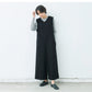 [サロペットパンツレディース]圧縮ウール100％サロペット/日本製40代50代30代女性オールインワンオーバーオール上品きれいめ大人ラフ紺黒つなぎVネックワイドウール大きめゆったりナチュラル冬秋すっきり楽