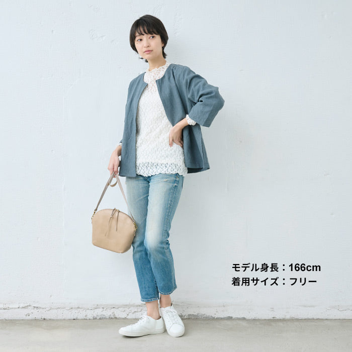 [フォーマルトップスレディース]オーガニックコットンレースプルオーバー/日本製40代50代30代女性ラフオフィスミセスブラウスナチュラル入学式卒業式薄手長袖インナーシアーシースルーハイネック花柄シンプル