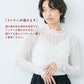 [フォーマルトップスレディース]オーガニックコットンレースプルオーバー/日本製40代50代30代女性ラフオフィスミセスブラウスナチュラル入学式卒業式薄手長袖インナーシアーシースルーハイネック花柄シンプル
