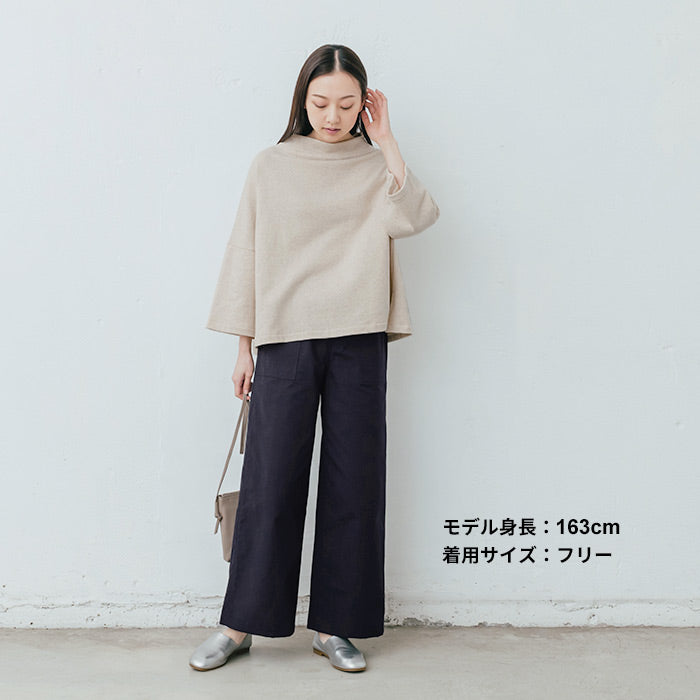 [ワイドパンツレディース春]コットン100％キャンバスベイカーワイドパンツ/日本製40代50代60代30代女性ファッションウエストゴム綿100％ゆったりカジュアルベイカーパンツ
