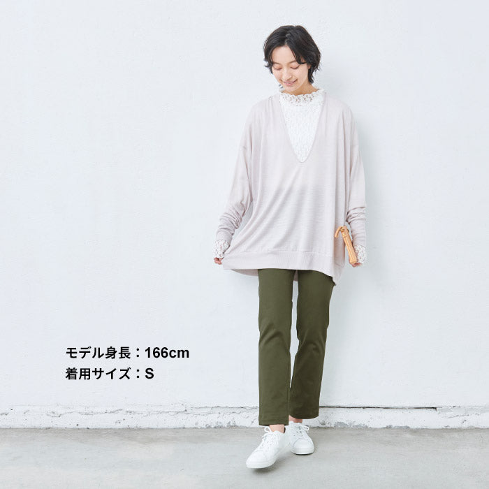 [テーパードパンツレディース春]コーマツイルストレッチベイカーパンツ/日本製40代50代60代30代女性ベイカーパンツストレッチパンツウエストゴムコットン綿すっきり上品大人綺麗きれいめ春夏