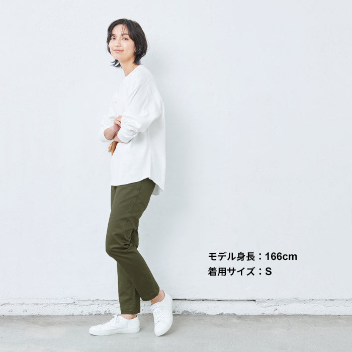[テーパードパンツレディース春]コーマツイルストレッチベイカーパンツ/日本製40代50代60代30代女性ベイカーパンツストレッチパンツウエストゴムコットン綿すっきり上品大人綺麗きれいめ春夏