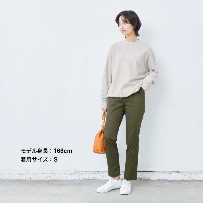 [テーパードパンツレディース春]コーマツイルストレッチベイカーパンツ/日本製40代50代60代30代女性ベイカーパンツストレッチパンツウエストゴムコットン綿すっきり上品大人綺麗きれいめ春夏