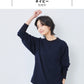 [Tシャツ長袖トップスレディース]コットン100%フライスリブ使いプルオーバー/日本製40代50代30代女性綿100％ゆったり綿コットンボーダー無地インナートレーナーニット上品きれいめシンプル着回しナチュラル