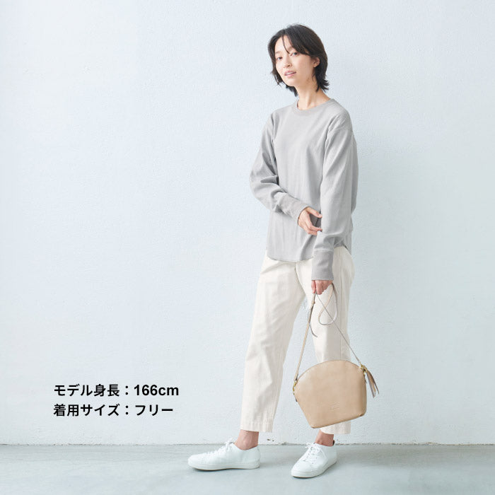[Tシャツ長袖トップスレディース]コットン100%フライスリブ使いプルオーバー/日本製40代50代30代女性綿100％ゆったり綿コットンボーダー無地インナートレーナーニット上品きれいめシンプル着回しナチュラル
