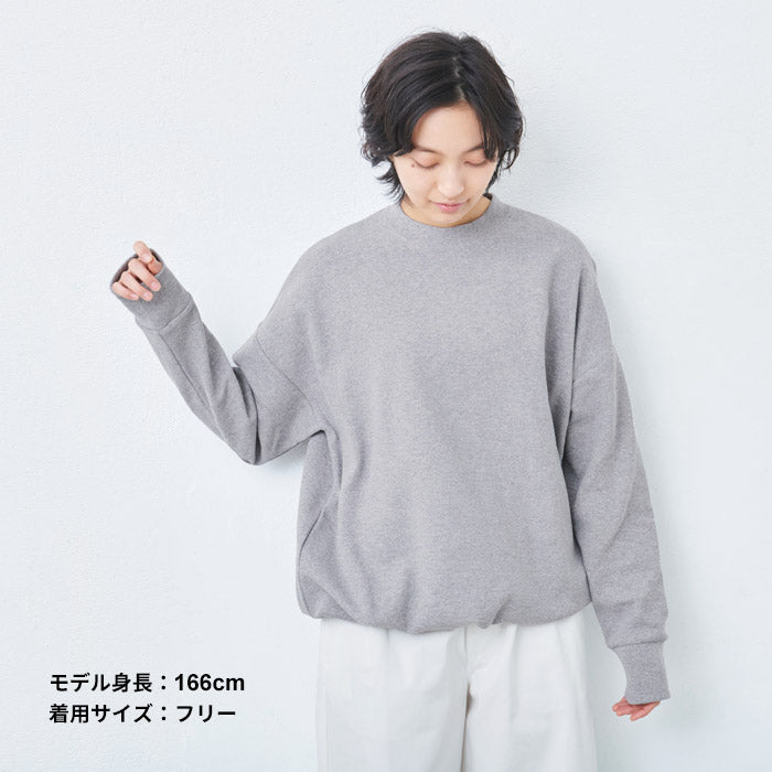 [長袖トップスレディース]コットン100%サーマル2WAYトレーナー/日本製40代50代30代女性綿100％ゆったり綿コットン無地プルオーバー大きめカジュアルきれいめシンプル着回しナチュラルTシャツ
