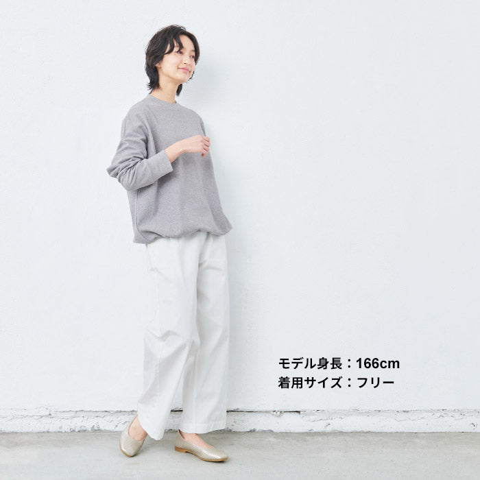 [長袖トップスレディース]コットン100%サーマル2WAYトレーナー/日本製40代50代30代女性綿100％ゆったり綿コットン無地プルオーバー大きめカジュアルきれいめシンプル着回しナチュラルTシャツ