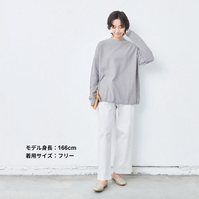 [長袖トップスレディース]コットン100%サーマル2WAYトレーナー/日本製40代50代30代女性綿100％ゆったり綿コットン無地プルオーバー大きめカジュアルきれいめシンプル着回しナチュラルTシャツ