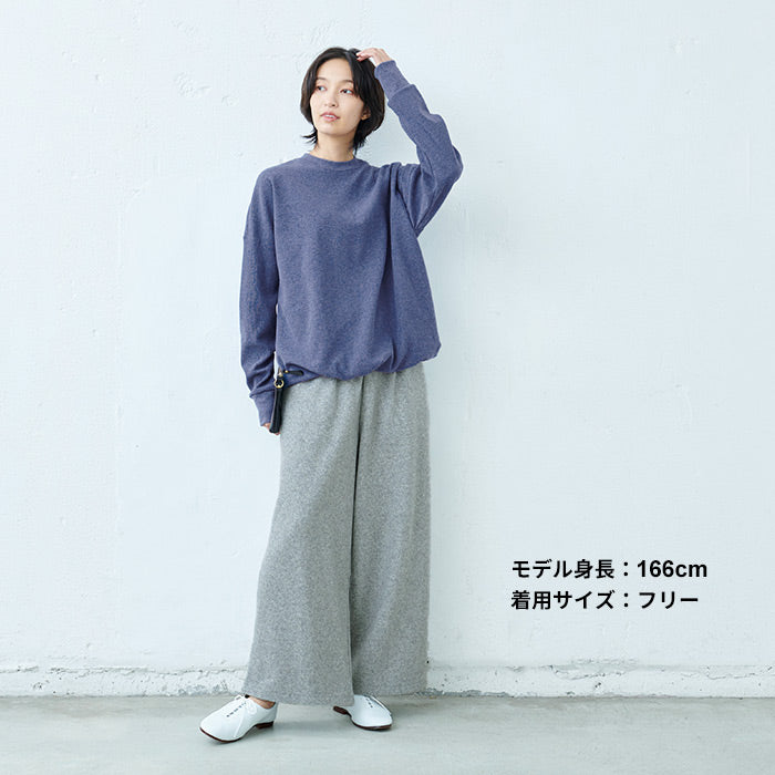 [長袖トップスレディース]コットン100%サーマル2WAYトレーナー/日本製40代50代30代女性綿100％ゆったり綿コットン無地プルオーバー大きめカジュアルきれいめシンプル着回しナチュラルTシャツ