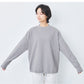 [長袖トップスレディース]コットン100%サーマル2WAYトレーナー/日本製40代50代30代女性綿100％ゆったり綿コットン無地プルオーバー大きめカジュアルきれいめシンプル着回しナチュラルTシャツ