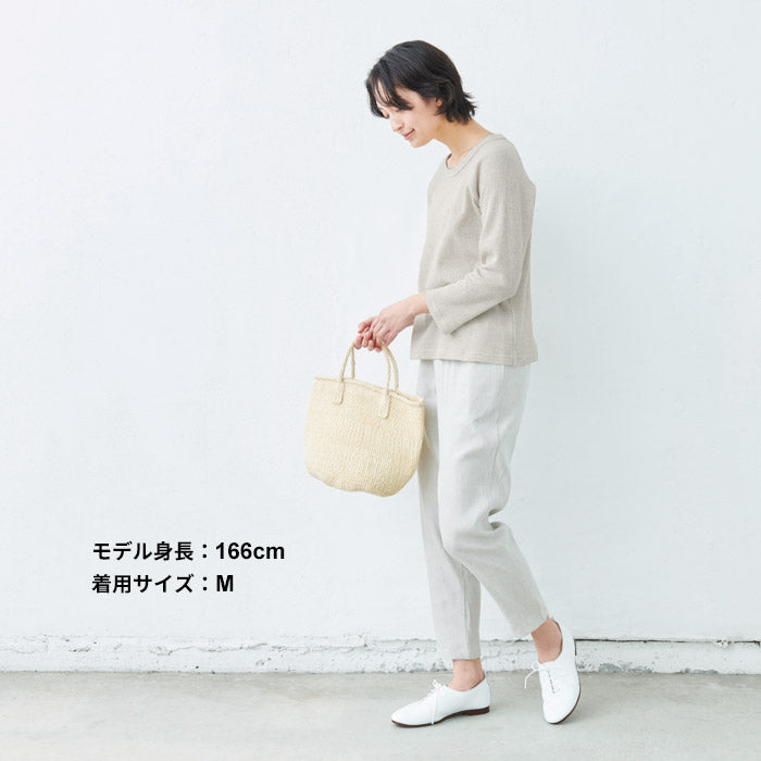 [Tシャツ長袖トップスレディース]ふわふわワッフル八分袖プルオーバー/日本製40代50代30代女性綿100％コットン100％ゆったり綿コットン無地インナー8分袖カジュアルきれいめシンプル