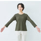 [Tシャツ長袖トップスレディース]ふわふわワッフル八分袖プルオーバー/日本製40代50代30代女性綿100％コットン100％ゆったり綿コットン無地インナー8分袖カジュアルきれいめシンプル