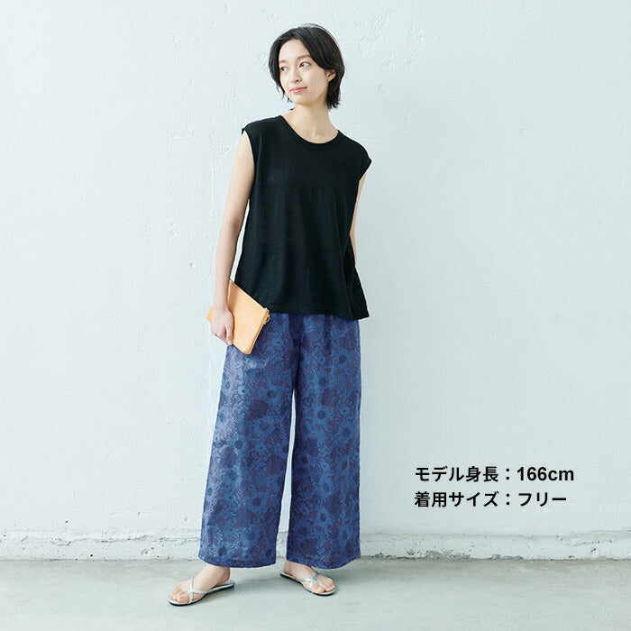 [ストレッチパンツレディースラップパンツ]強撚糸コットン100%ラップ風パンツ/日本製40代50代60代30代女性ファッションウエストゴム綿100%アンクルパンツすっきり上品大人接触冷感紺黒
