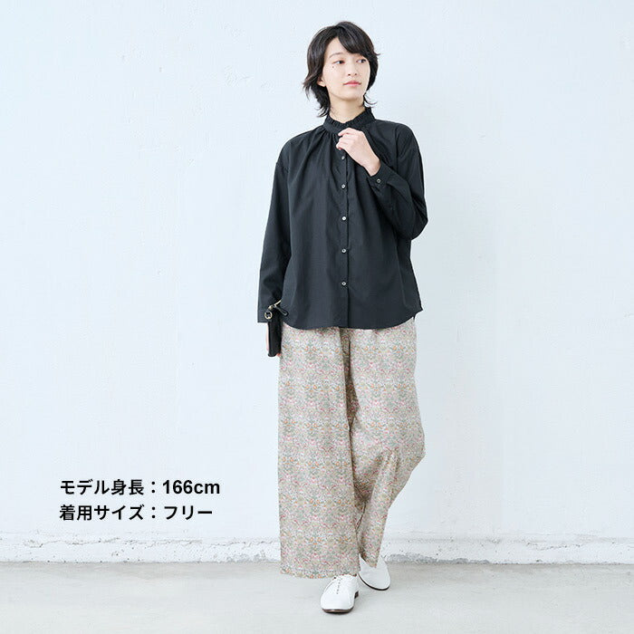 [ストレッチパンツレディースラップパンツ]強撚糸コットン100%ラップ風パンツ/日本製40代50代60代30代女性ファッションウエストゴム綿100%アンクルパンツすっきり上品大人接触冷感紺黒