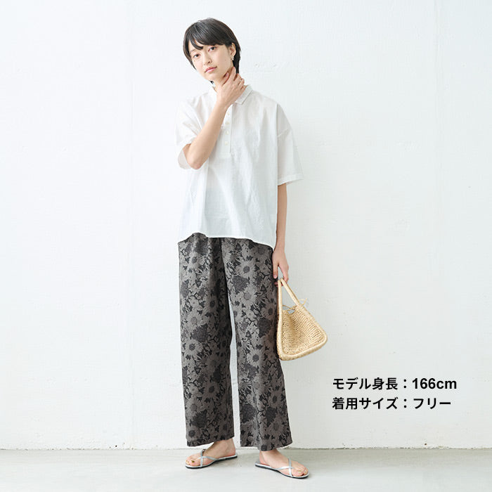 リバティプリントワイドパンツ ブラック×グレー系(Swim Dunclare)