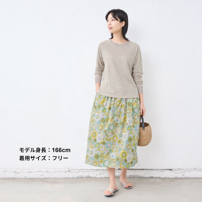 [スカートレディースコットン夏花柄]リバティプリントスカート/日本製メール便可40代50代60代30代女性ファッションリバティLIBERTYウエストゴムコットン100%綿100%ロングひざ丈ミモレ丈春夏