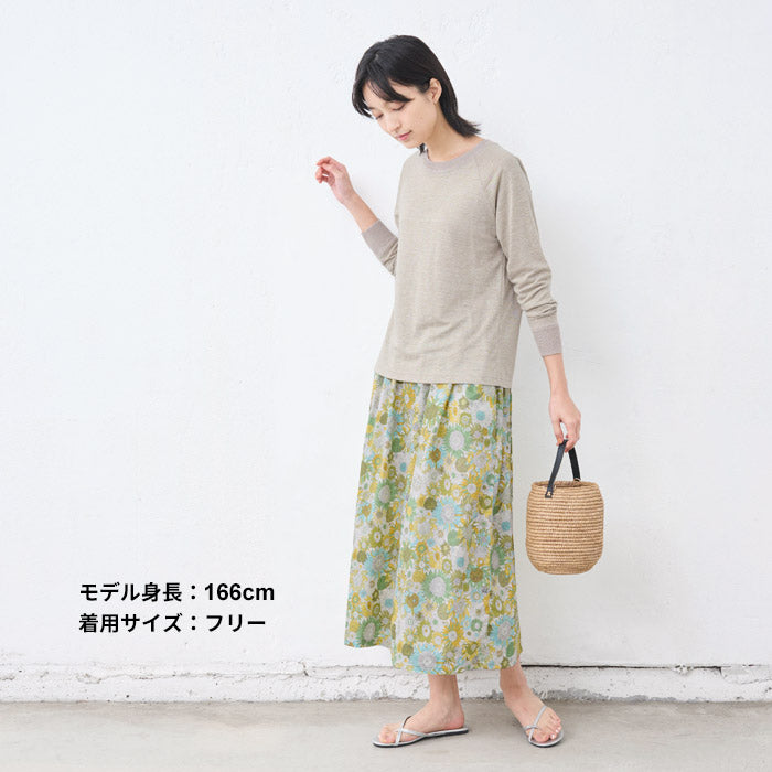 [スカートレディースコットン夏花柄]リバティプリントスカート/日本製メール便可40代50代60代30代女性ファッションリバティLIBERTYウエストゴムコットン100%綿100%ロングひざ丈ミモレ丈春夏