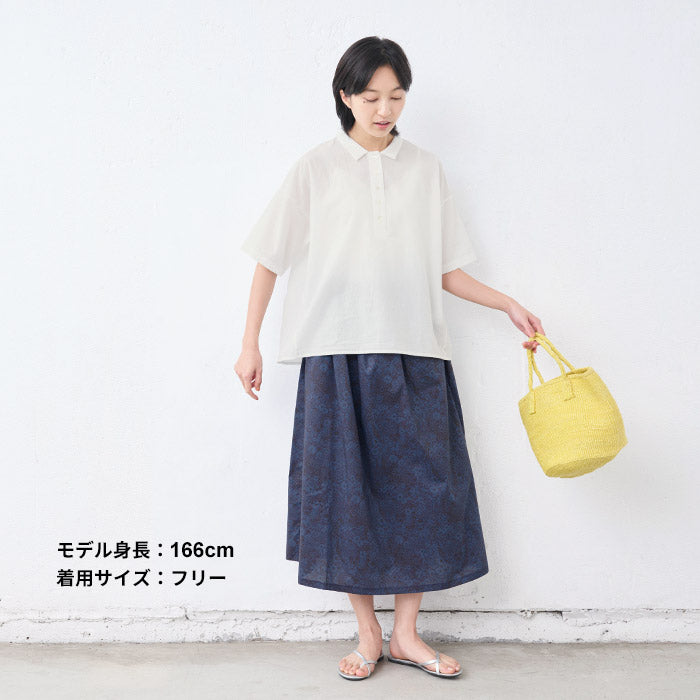 [スカートレディースコットン夏花柄]リバティプリントスカート/日本製メール便可40代50代60代30代女性ファッションリバティLIBERTYウエストゴムコットン100%綿100%ロングひざ丈ミモレ丈春夏