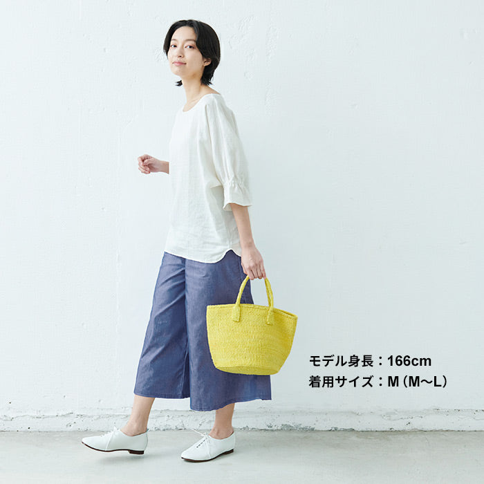 [リネンワイドパンツレディース]天然染めリネン100%へリンボンセミワイドパンツ/日本製40代50代60代30代ファッション女性夏涼しいリネンパンツレディース大きいサイズウエストゴム麻100％イージーパンツ薄手