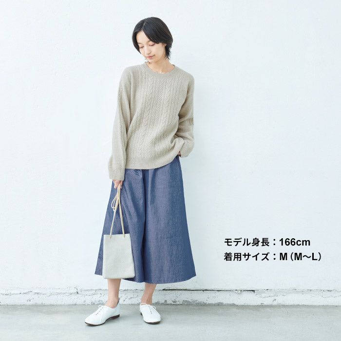 [リネンワイドパンツレディース]天然染めリネン100%へリンボンセミワイドパンツ/日本製40代50代60代30代ファッション女性夏涼しいリネンパンツレディース大きいサイズウエストゴム麻100％イージーパンツ薄手