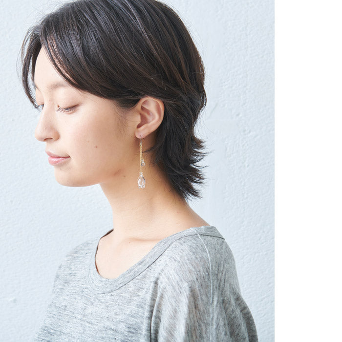[ピアスガラスHARIO透明]HARIOLampworkFactryピアスリリーHAP-L-002/日本製30代40代50代60代シリコーンゴム製キャッチ付き強化ガラス金属アレルギーチタン揺れるスズラン花フォーマル