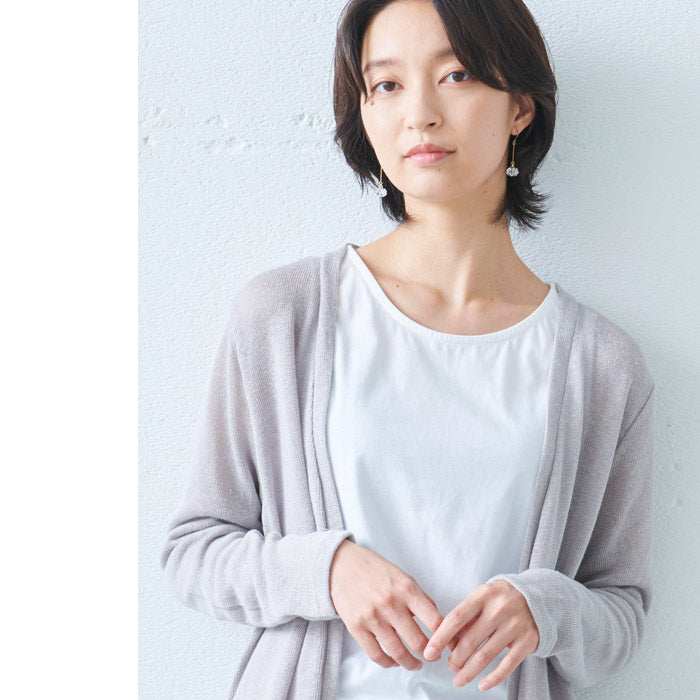 [ピアスガラスHARIO透明]HARIOLampworkFactryピアスシロツメクサHAP-C-004/日本製30代40代50代60代シリコーンゴム製キャッチ付き強化ガラス金属アレルギーチタン揺れる花フォーマル