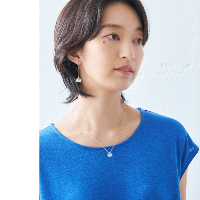 [ピアスガラスHARIO透明]HARIOLampworkFactryピアスシロツメクサHAP-C-004/日本製30代40代50代60代シリコーンゴム製キャッチ付き強化ガラス金属アレルギーチタン揺れる花フォーマル