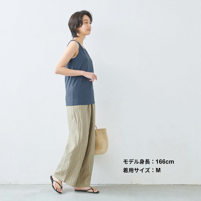 [タンクトップレディースインナー綿100％]オーガニックコットン強撚タンクトップ/日本製30代40代50代60代メール便可コットン100％綿100冷感接触冷感ノースリーブドライタッチ夏重ね着シャツ