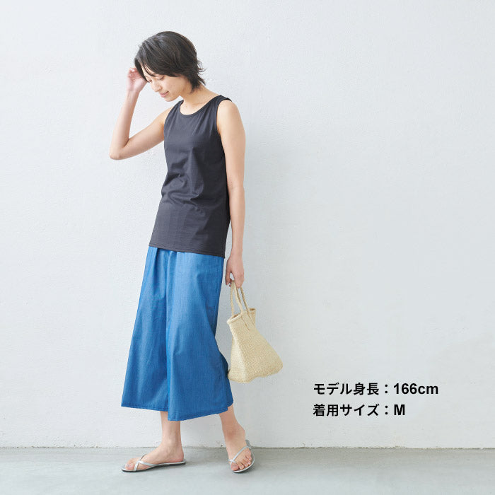 [タンクトップレディースインナー綿100％]オーガニックコットン強撚タンクトップ/日本製30代40代50代60代メール便可コットン100％綿100冷感接触冷感ノースリーブドライタッチ夏重ね着シャツ