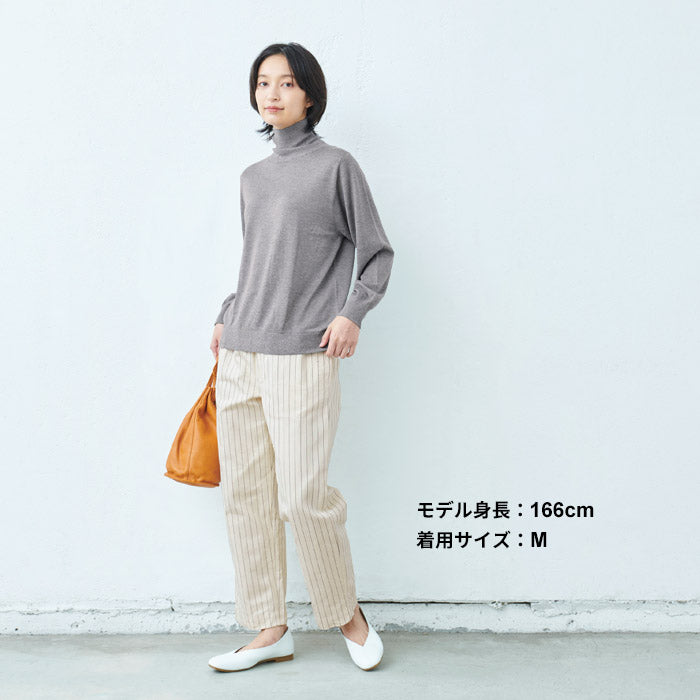 [長袖タートルネックレディースシルク]シルク混タートルプルオーバー/日本製40代50代30代女性ファッションインナーニット無地薄手上品シンプルカジュアルナチュラル重ね着秋冬秋冬