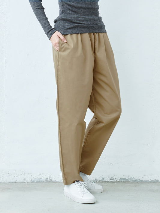 なめらかコットン100% 股上ゆったり セミワイドパンツ