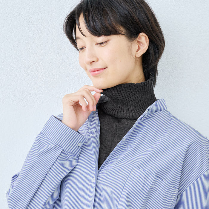 [付け襟タートルタートルネックリブ]オーガニックコットン付け襟ネックウォーマーrakura6650/40代50代60代洗えるおしゃれ首カバーレディースあったかあたたかい綿コットンつけ襟重ね着風冷え対策防寒レイヤード風