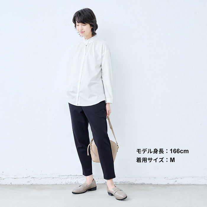 [ストレッチパンツレディースきれいめ]コットン混ハイテンションストレッチアンクルパンツ/日本製40代50代60代30代女性ウエストゴム綿テーパードパンツカジュアル通勤オフィスポケット付春秋冬
