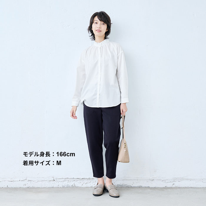 [ストレッチパンツレディースきれいめ]コットン混ハイテンションストレッチアンクルパンツ/日本製40代50代60代30代女性ウエストゴム綿テーパードパンツカジュアル通勤オフィスポケット付春秋冬