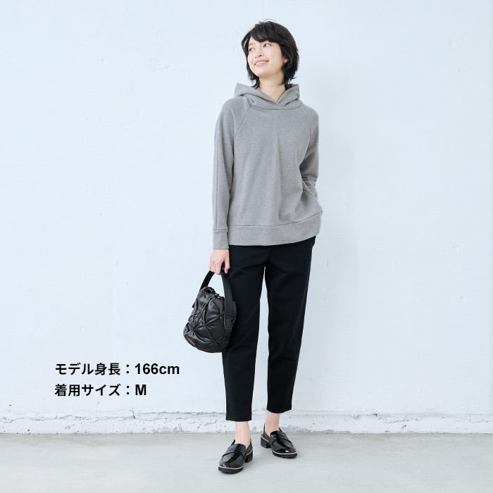[ストレッチパンツレディースきれいめ]コットン混ハイテンションストレッチアンクルパンツ/日本製40代50代60代30代女性ウエストゴム綿テーパードパンツカジュアル通勤オフィスポケット付春秋冬