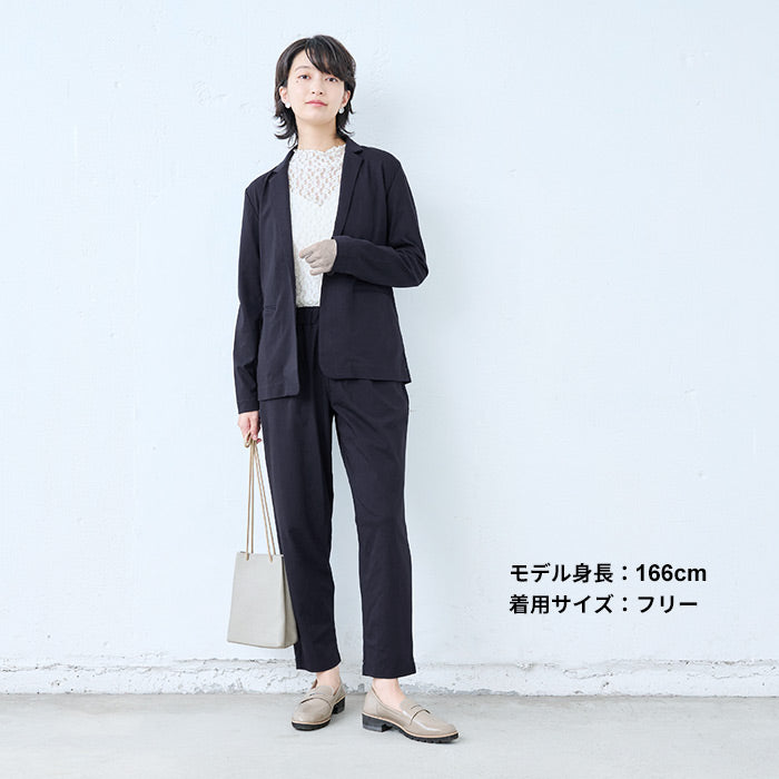 [ジャケットレディース洗える]強撚糸コットン100%こなれテーラードジャケット/日本製40代50代60代30代女性ファッションテーラードジャケット秋春夏綿100％無地オフィスフォーマル七五三卒業式入学式