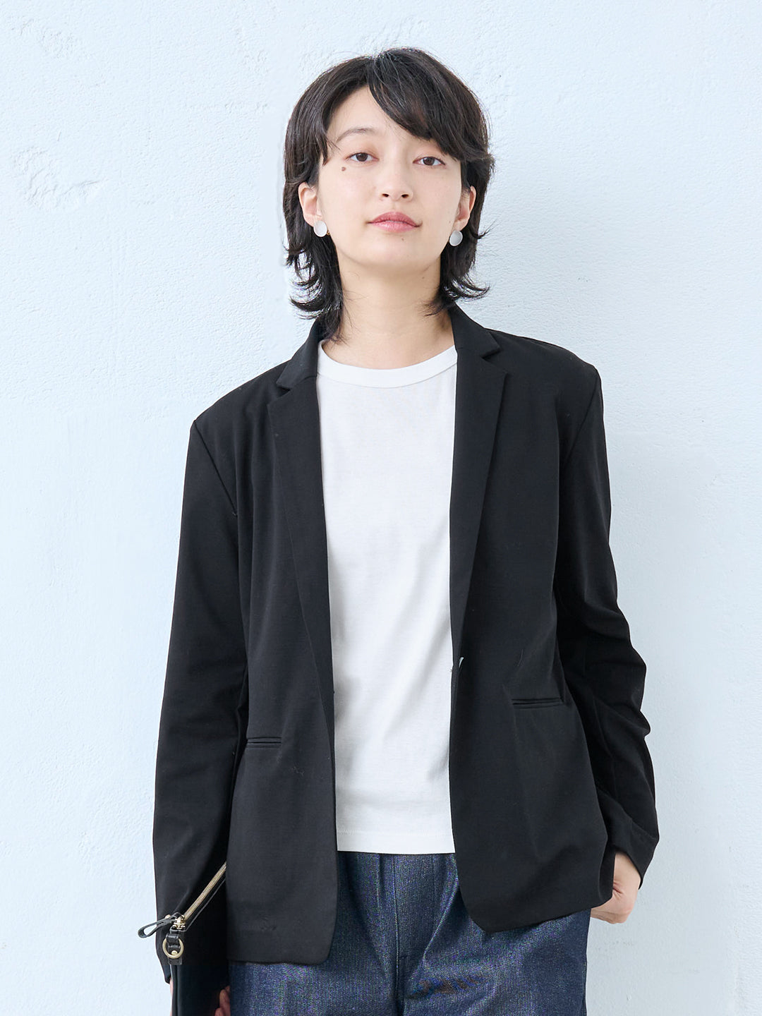 強撚糸コットン100% こなれテーラードジャケット