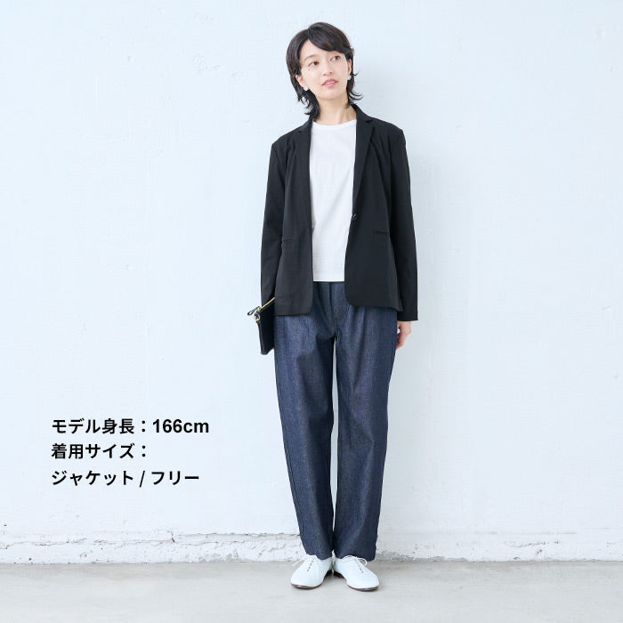 [パンツスーツ結婚式フォーマルミセススーツ50代]強撚糸コットン100％こなれテーラードジャケット+アンクルパンツ2点セット/日本製30代卒業式礼服母ウォッシャブル手洗い可能洗えるストレッチ40代入学式ママスーツ