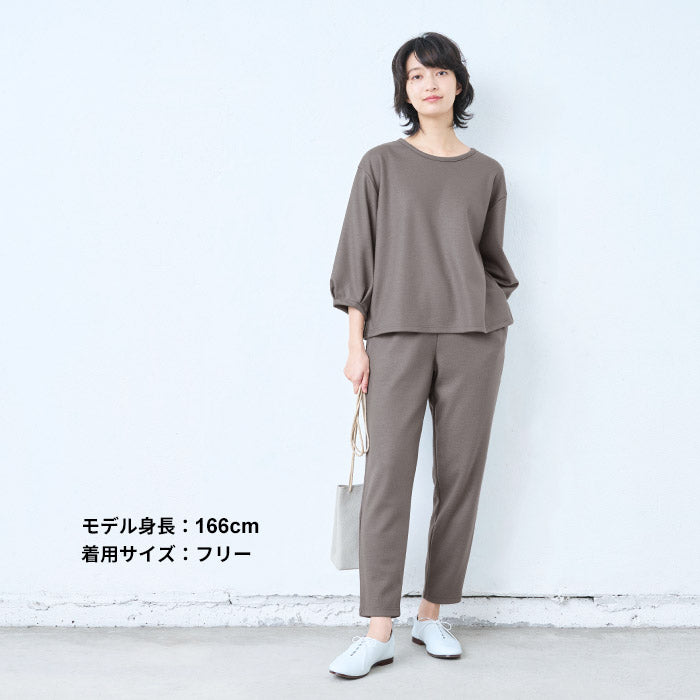 [長袖トップスレディースウール]ウォッシャブルウール100%プルオーバー/日本製40代50代30代女性ファッション7分袖無地厚手きれいめ上品シンプルカジュアルナチュラル秋冬秋冬