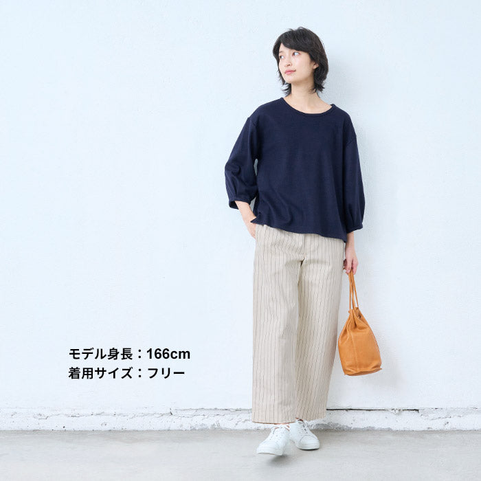 [長袖トップスレディースウール]ウォッシャブルウール100%プルオーバー/日本製40代50代30代女性ファッション7分袖無地厚手きれいめ上品シンプルカジュアルナチュラル秋冬秋冬