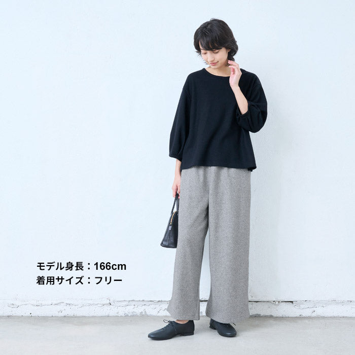 [長袖トップスレディースウール]ウォッシャブルウール100%プルオーバー/日本製40代50代30代女性ファッション7分袖無地厚手きれいめ上品シンプルカジュアルナチュラル秋冬秋冬