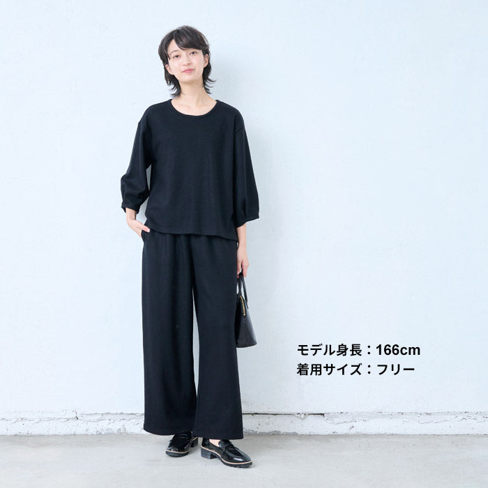 [長袖トップスレディースウール]ウォッシャブルウール100%プルオーバー/日本製40代50代30代女性ファッション7分袖無地厚手きれいめ上品シンプルカジュアルナチュラル秋冬秋冬