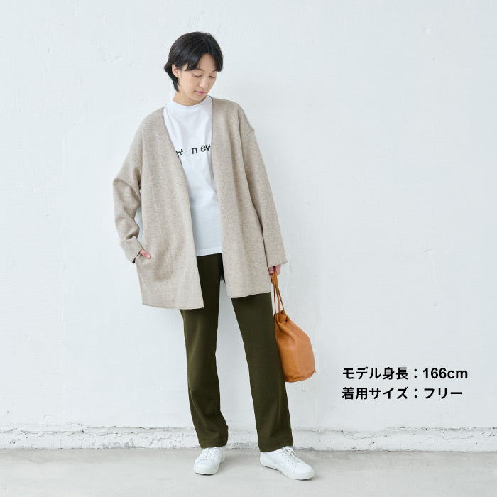 [カーディガンレディース厚手秋冬]ニュージーランドウールコットンコーディガン/日本製40代50代60代30代女性ファッションきれいめガウン羽織もの暖かいおしゃれ暖かゆったりコートミドル丈