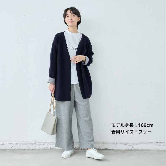 [カーディガンレディース厚手秋冬]ニュージーランドウールコットンコーディガン/日本製40代50代60代30代女性ファッションきれいめガウン羽織もの暖かいおしゃれ暖かゆったりコートミドル丈